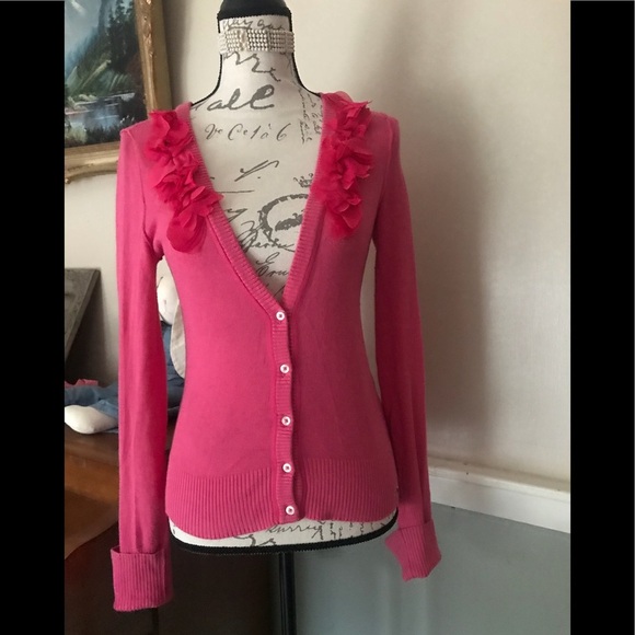 🩷 Hollister Pink Flower Long Sleeve Cardigan M‼️FINAL SALE - Picture 5 of 7